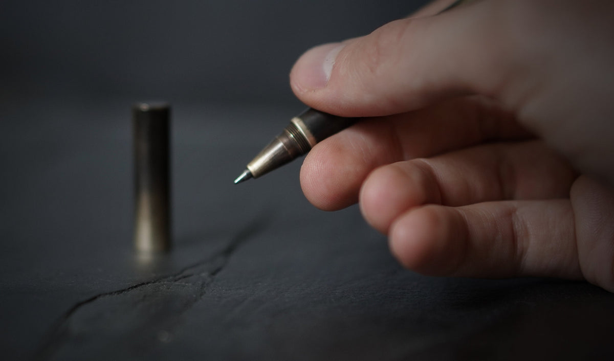 Handmade Two-Tone Solid Brass Pen: Distressed, Oxidized Finish