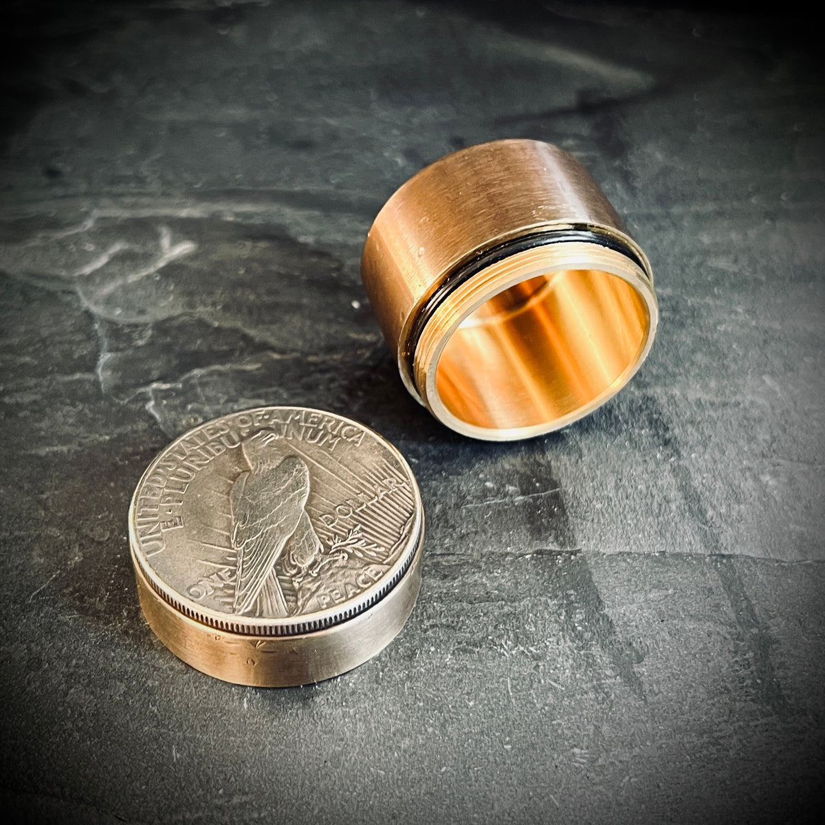 Handmade Silver Peace Dollar Bald Eagle Hobo Coin Vintage Brass Pill Bottle Stash Capsule Container / Survival EDC / Medicine / Snuff Box
