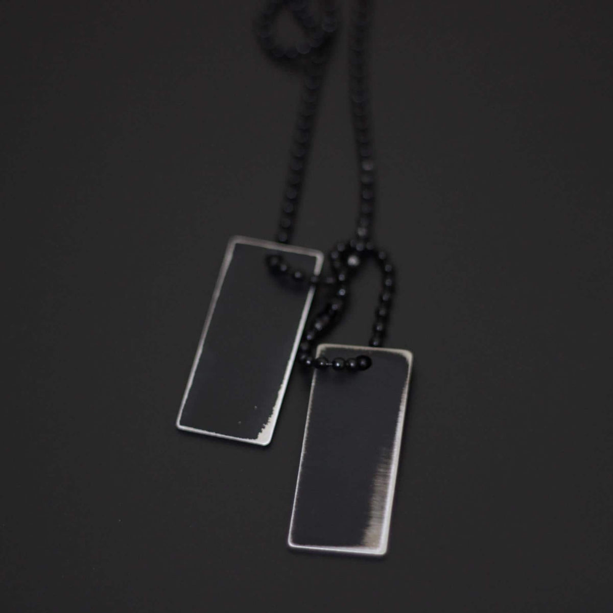 Matte Black Stainless Steel Dog Tag Necklace: Rustic Rectangular Pendant