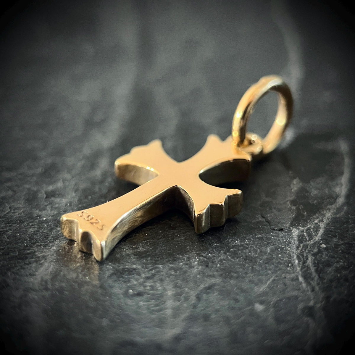 24ct Gold Handmade Classic Minimalist Dainty Small Cross Crucifix Pendant with Presentation Gift Box