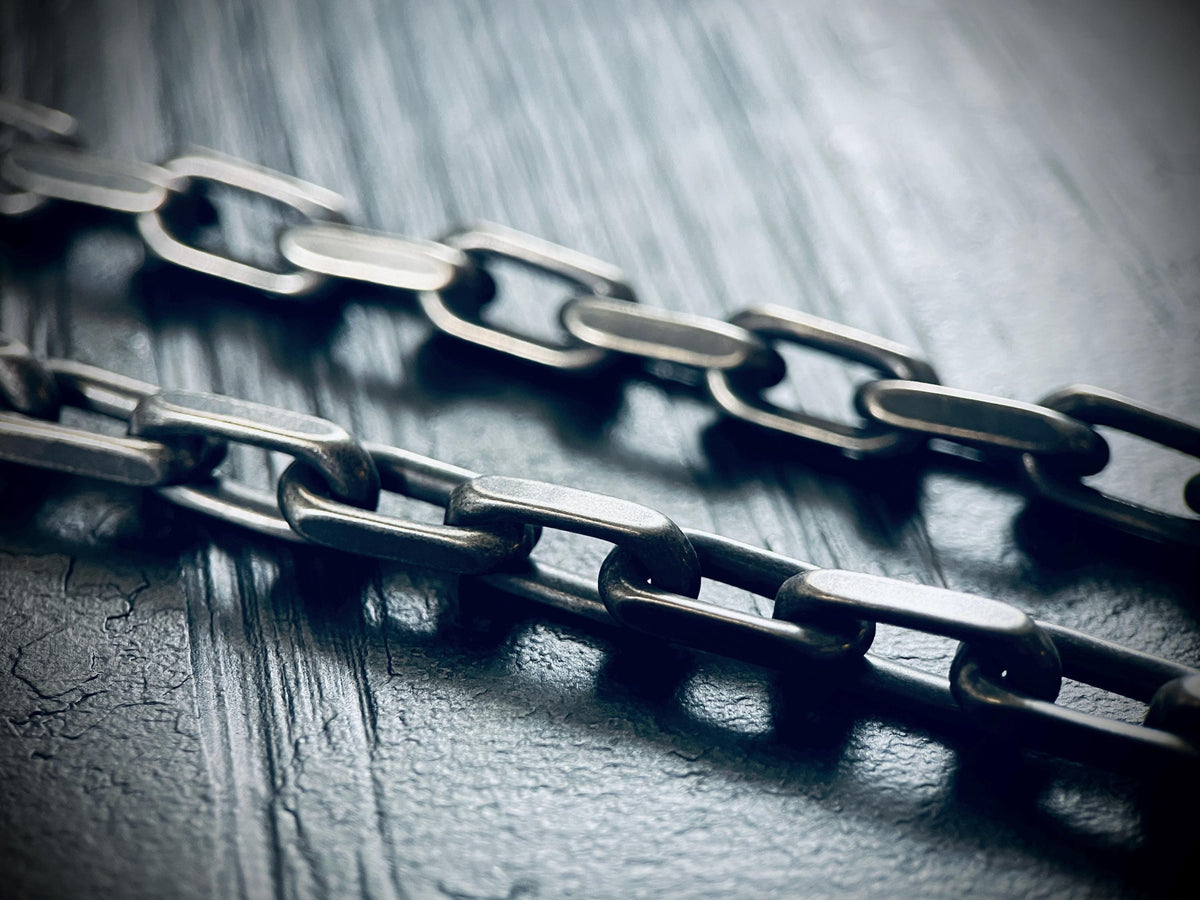 Thick Chunky Heavy Distressed Silver Stainless Steel Cable Link Boxy Chain Necklace