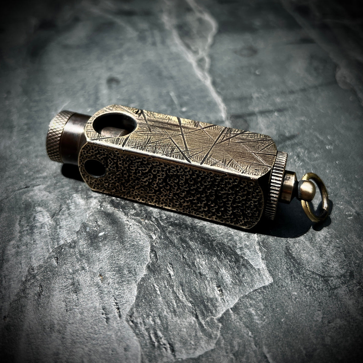 Distressed & Oxidised Vintage Patina Battle Worn Abstract Solid Brass Heavy Metal Trench Art War Lighter / EDC / Everyday Carry / Collectors