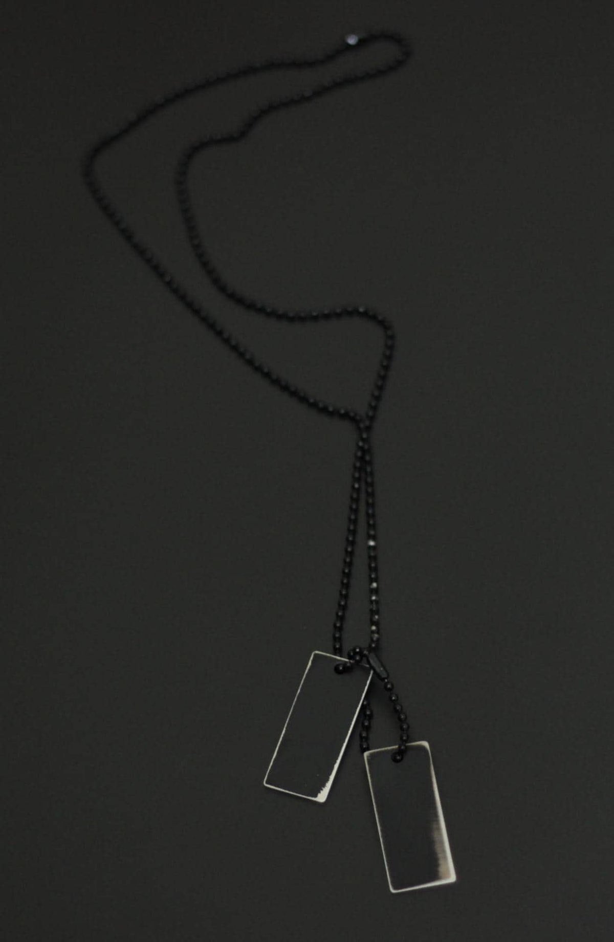 Matte Black Stainless Steel Dog Tag Necklace: Rustic Rectangular Pendant