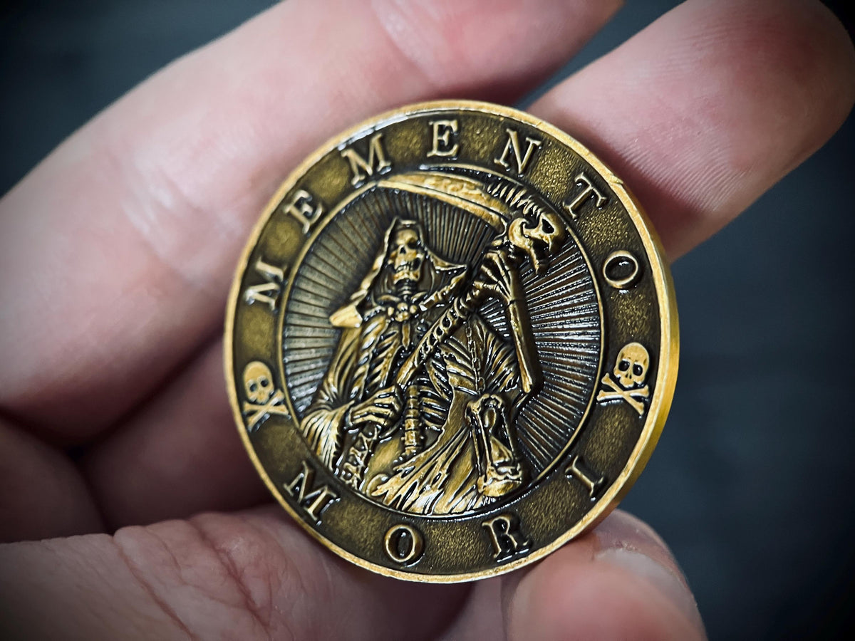 Lucky Ornate Carpe Diem Memento Mori Double Sided Tree of Life Coin | Accessory | Anxiety Relief | Fidget | Everyday Carry | Spirituality