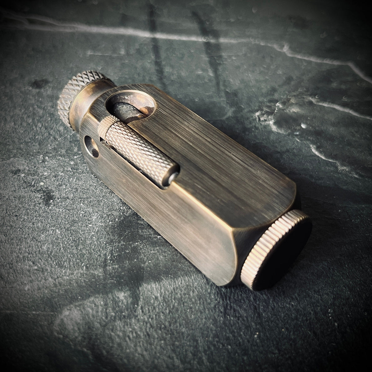 Blackened & Distressed Vintage Style Solid Matte Brushed Brass Heavy Metal Trench Art War Lighter / EDC / Everyday Carry / Survival Gear