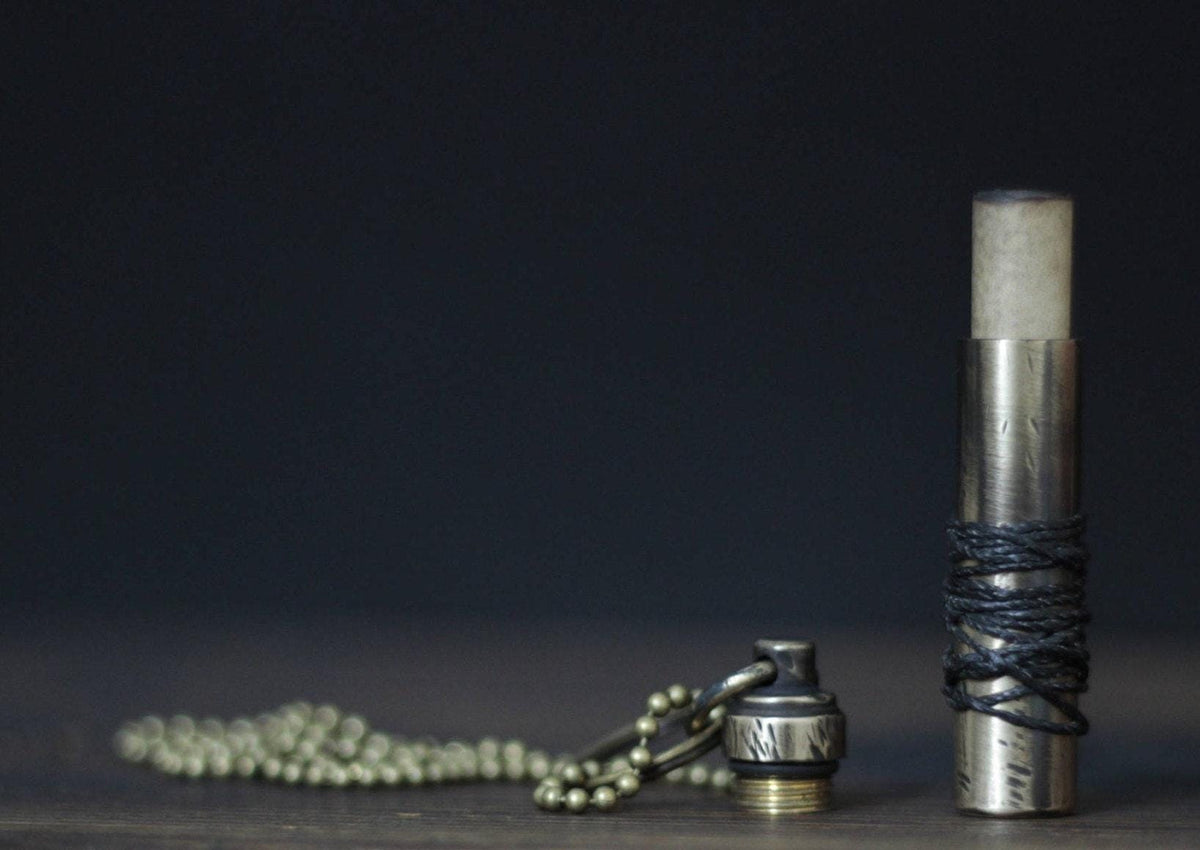 Rustic Rope Wrapped Distressed Solid Brass Vial Bullet Screw Capsule Pendant & Necklace