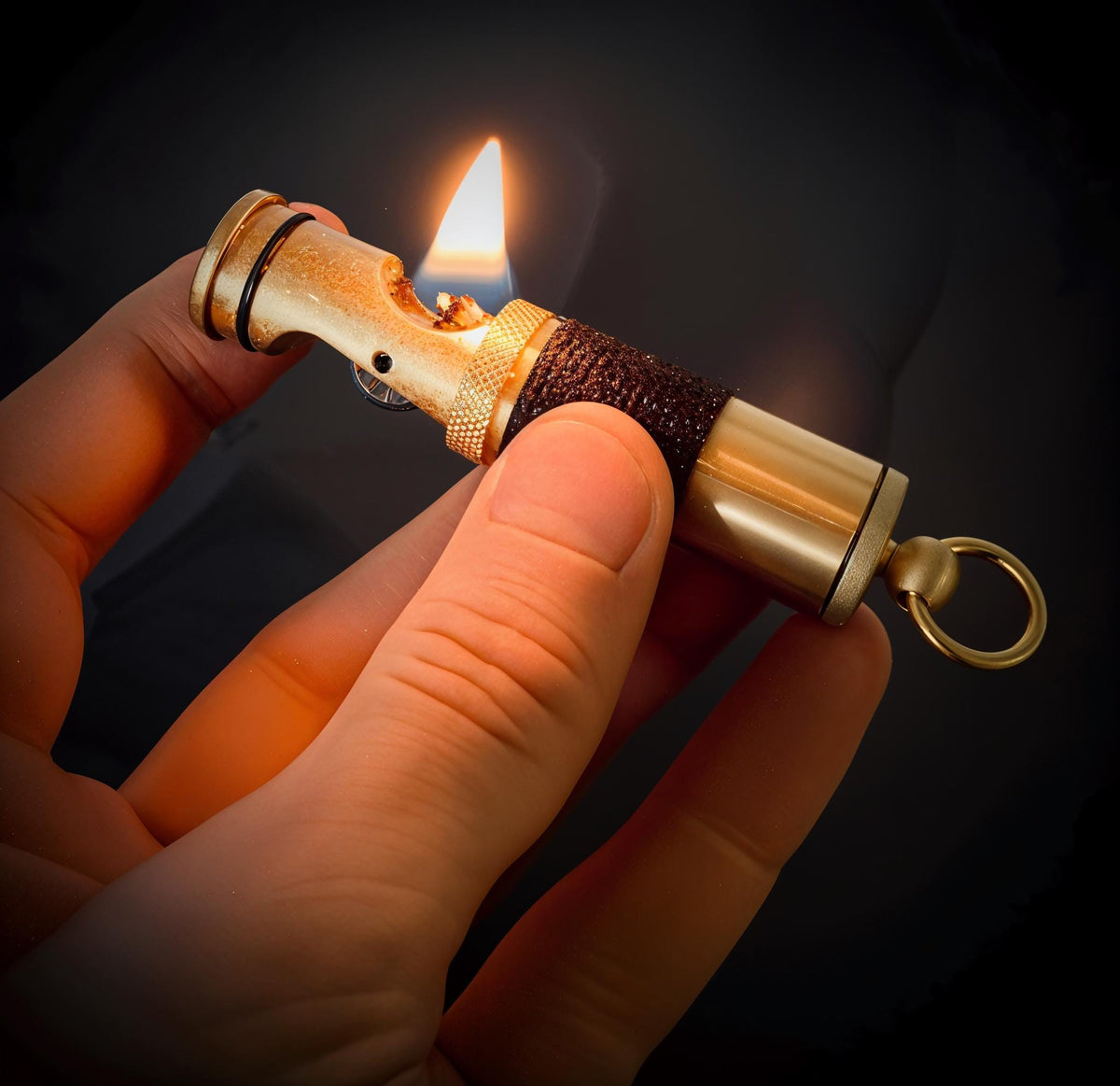 Distressed Vintage Style Solid Brushed Brass Heavy Metal Trench Art Pipe Torch Lighter / EDC / Everyday Carry / Survival Gear