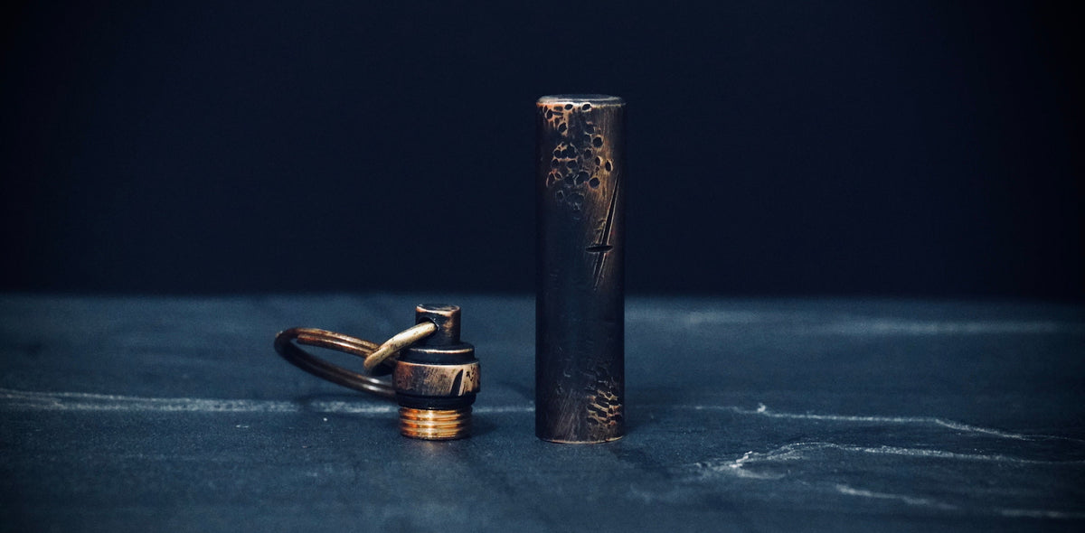 Heavily Distressed Brass Bullet Pill Bottle Stash Capsule Key-chain / Key-ring / Survival EDC /Matchbox