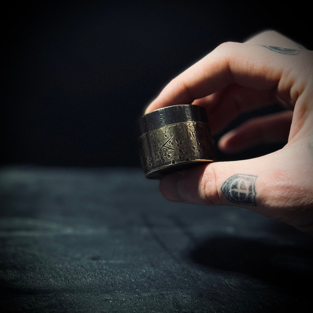 Custom Ornate Distressed Brass Vintage Style Pill Bottle Stash Capsule Container with Cross Crucifix / Survival EDC / Medication / Snuff Box