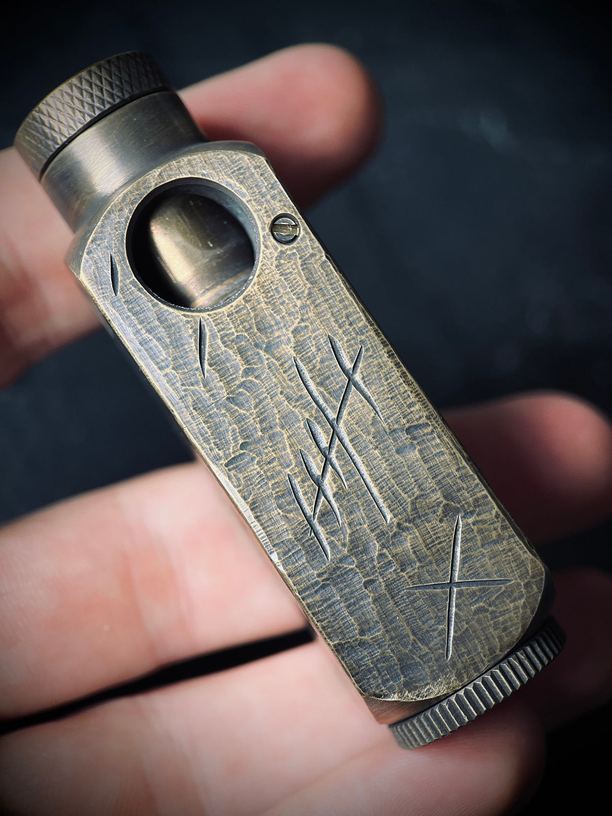 Battle Worn Handmade EDC Distressed Rustic Engraved Brass Vintage Trench Style Lighter