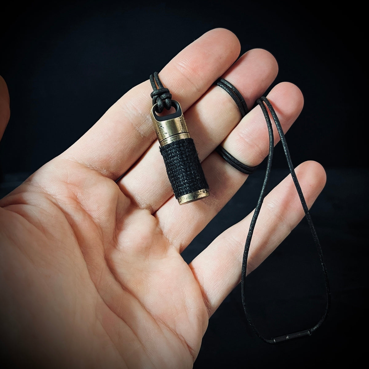 Rustic Solid Brass Small Pill Vial Distressed Shotgun Shell Capsule Stash Urn Pendant with Leather Cord Necklace / EDC / Everyday Carry