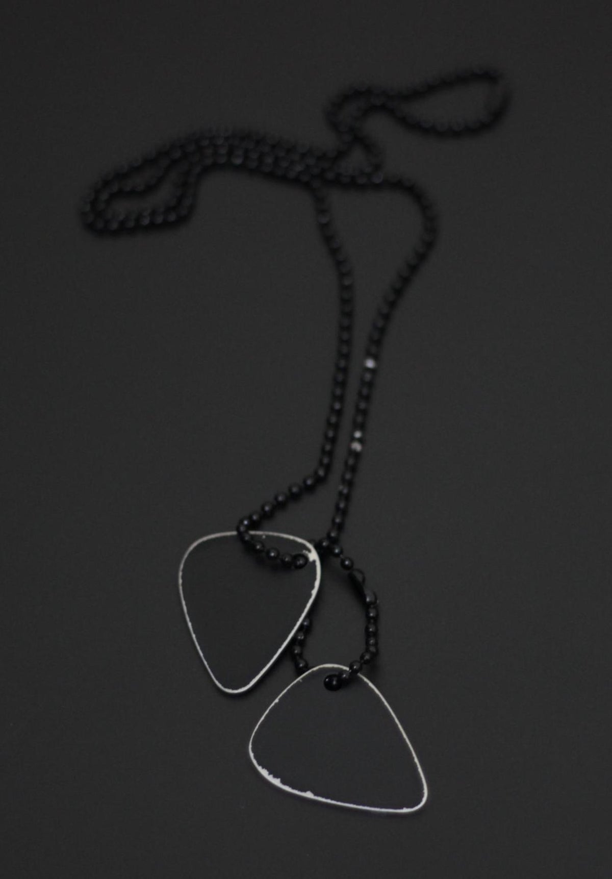Handmade Matte Black Guitar Pick Necklace: Stainless Steel Musician Pendant