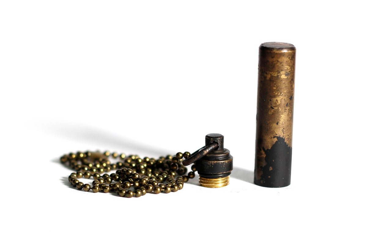 Distressed Brass Vial Necklace: Vintage Style Capsule Urn Pendant
