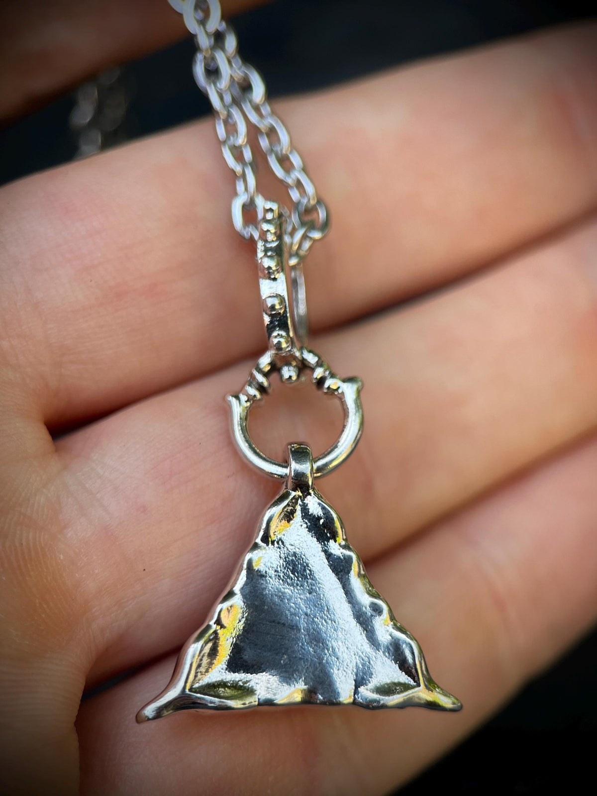 Egyptian Eye of Horus Golden Copper Pyramid and Silver Plated Pendant with Matching Necklace