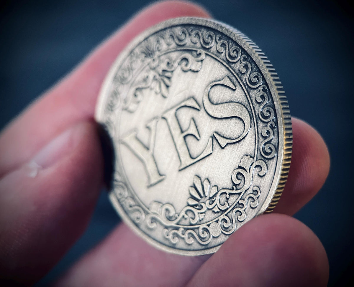 Ornate Brass Decision Coin: Lucky YES/NO Pocket Accessory