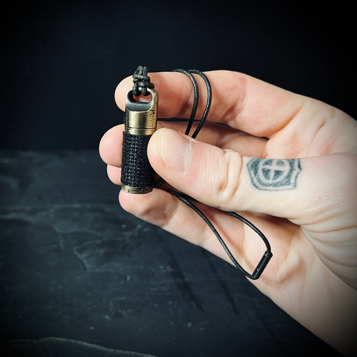 Rustic Solid Brass Small Pill Vial Distressed Shotgun Shell Capsule Stash Urn Pendant with Leather Cord Necklace / EDC / Everyday Carry