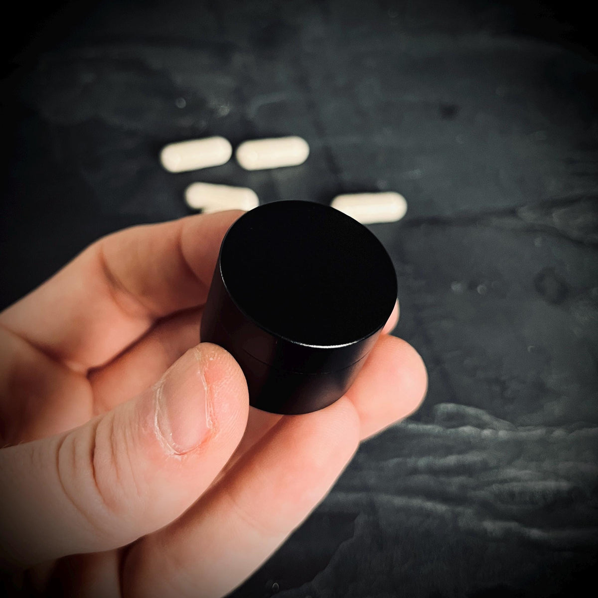 Brushed Black Aluminum Pill Capsule: Waterproof Pocket Stash Box