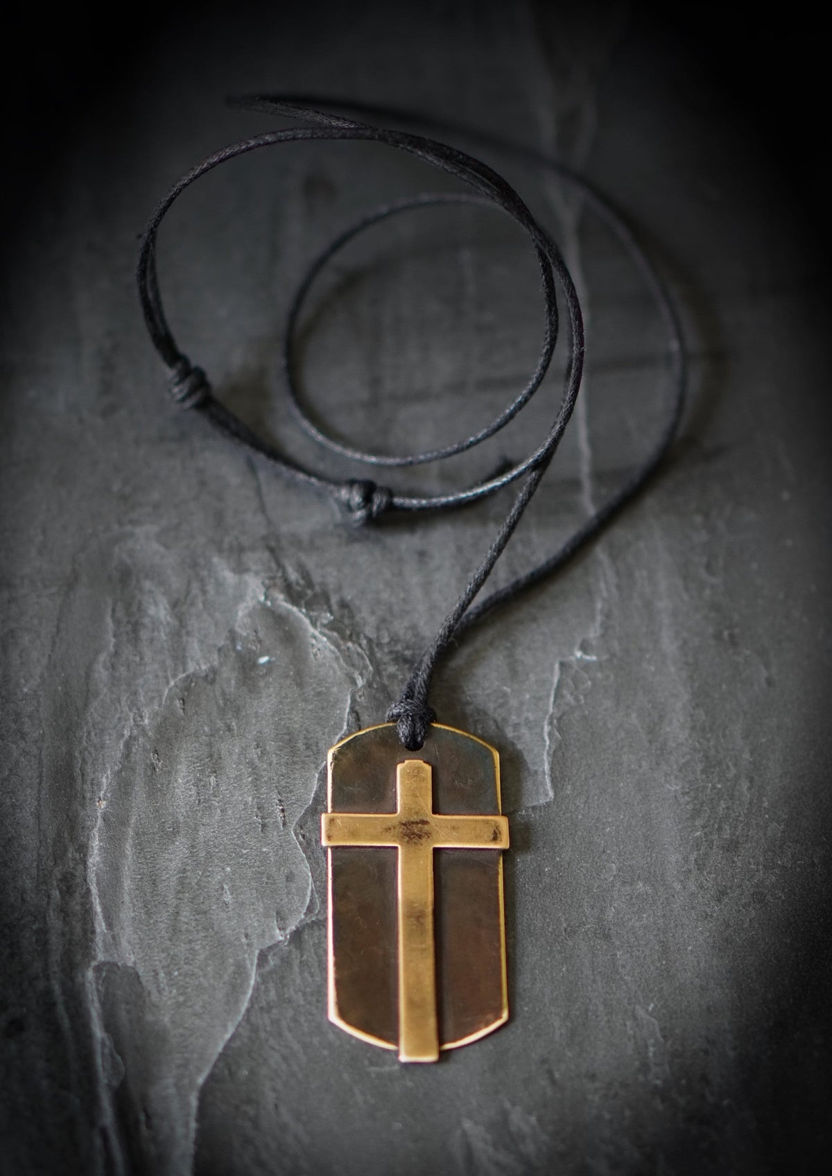 Handmade Solid Brass Cross Pendant Necklace: Rustic Religious Relic