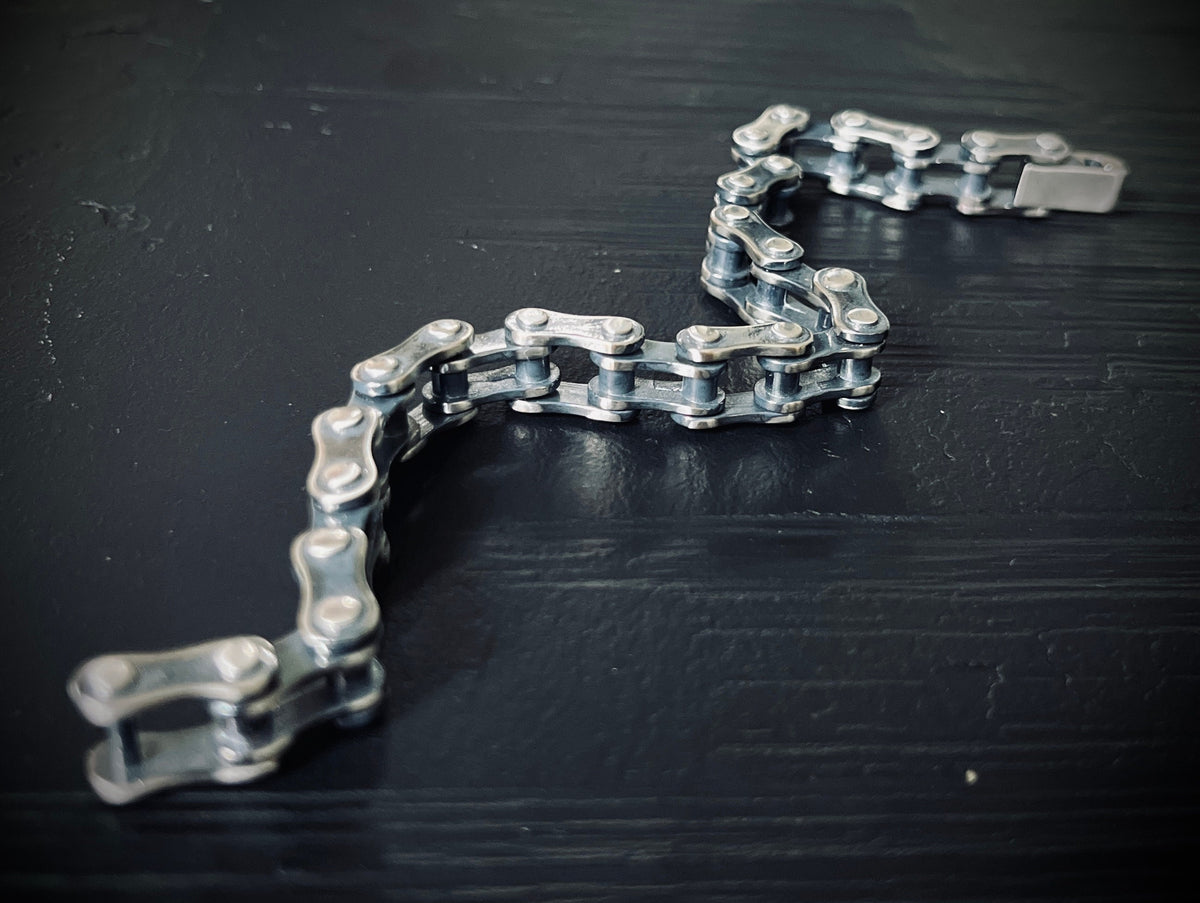 Handmade Oxidized & Distressed 925 Sterling Silver Bike Chain Bracelet – Unisex Jewelry