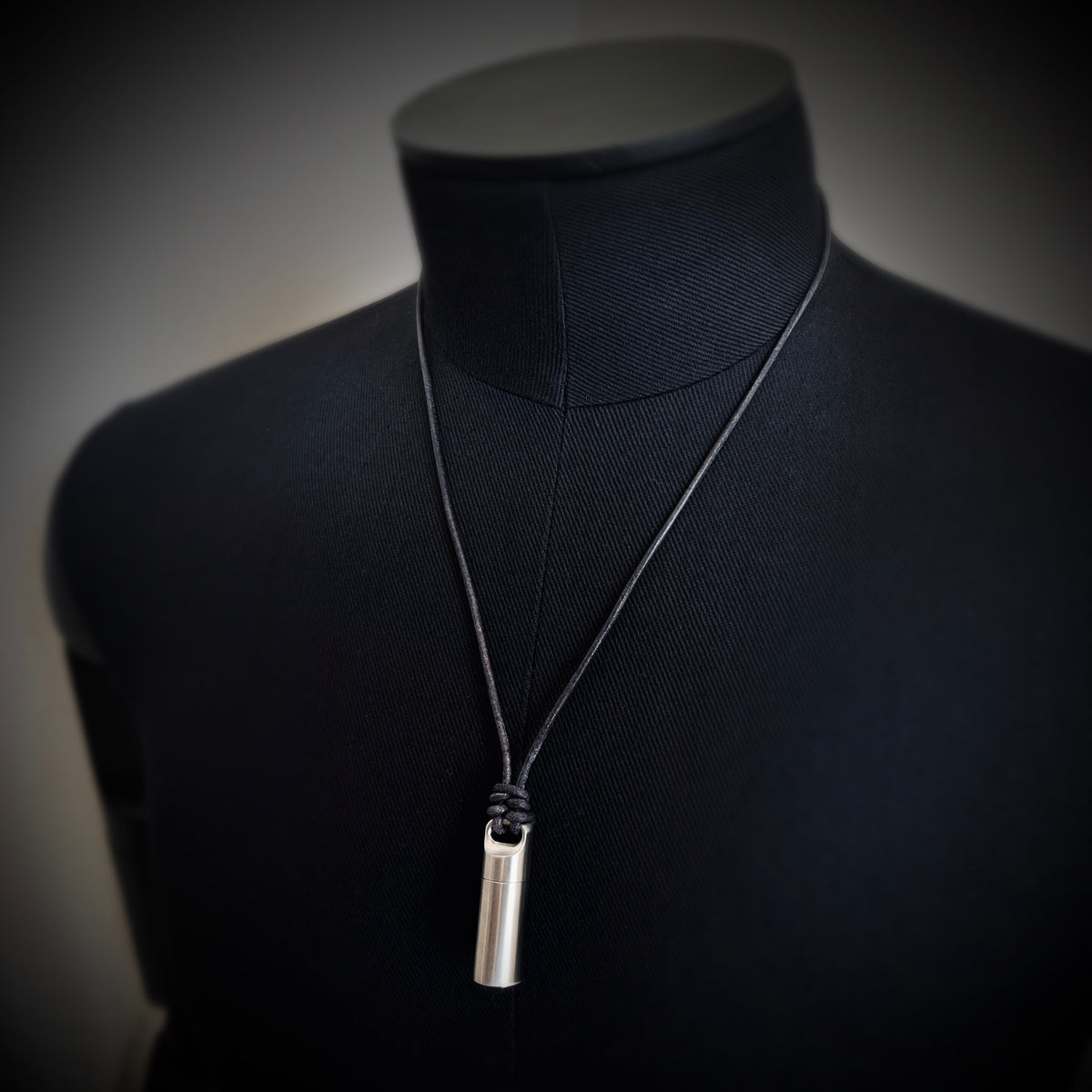 Brushed Matte Stainless Steel Small Pill Vial Shotgun Shell Capsule Stash Urn Pendant with Leather Rope Cord Necklace / EDC / Everyday Carry