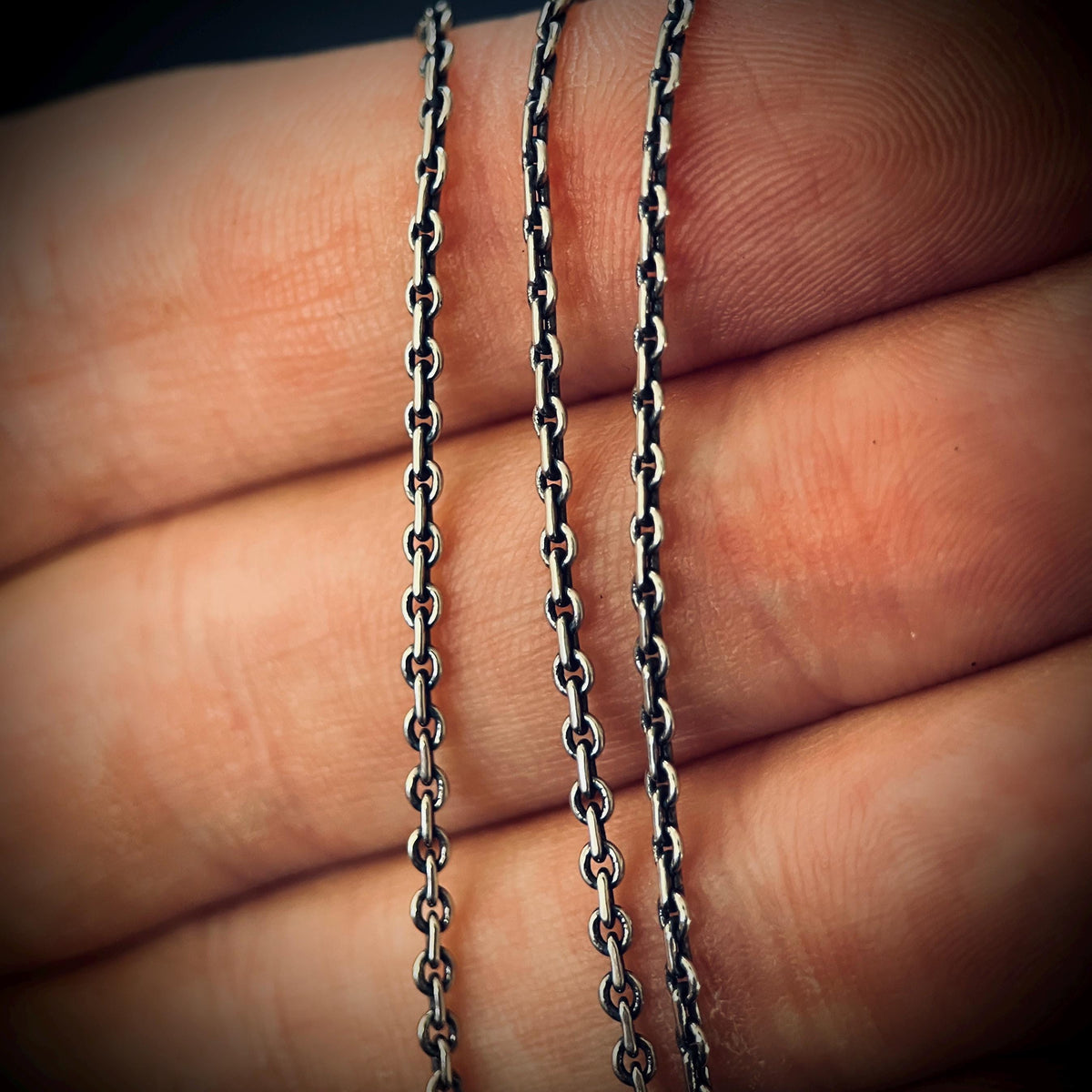 Slim Minimalist Rustic 925 Sterling silver Box Cable Chain Necklace for Pendants - 50cm