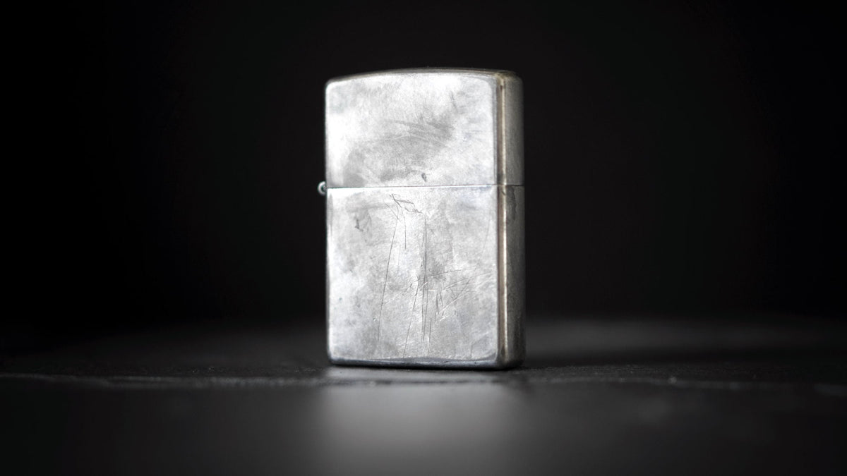 Customised Brushed Rustic Chrome Zippo Lighter: Distressed Oxidized Vintage Style Finish