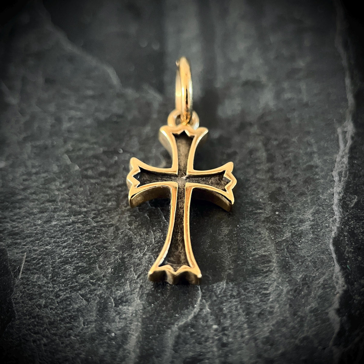 24ct Gold Handmade Classic Minimalist Dainty Small Cross Crucifix Pendant with Presentation Gift Box