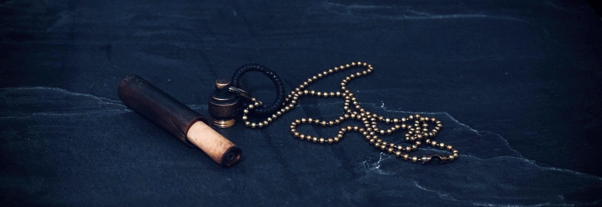 Rustic Etched Distressed Brass Stash Capsule Pendant Necklace - Secret Scroll Vial