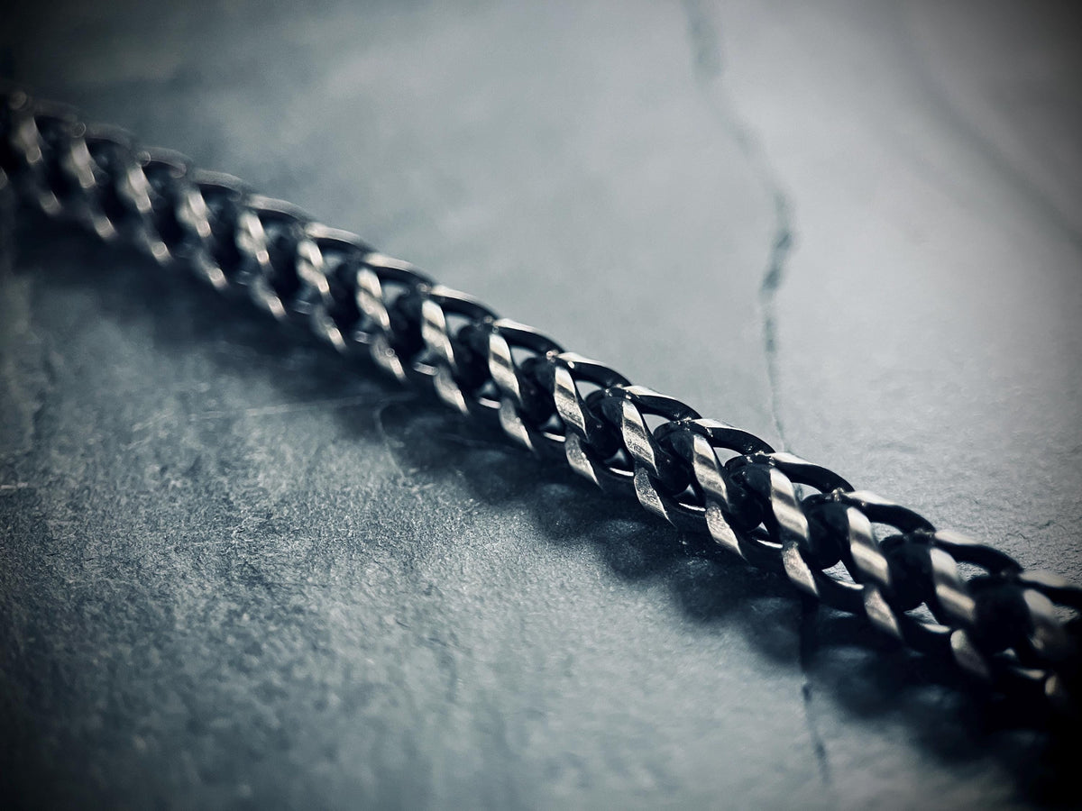 Chunky Blackened Oxidized Silver Stainless Steel Foxtail Chain Bracelet