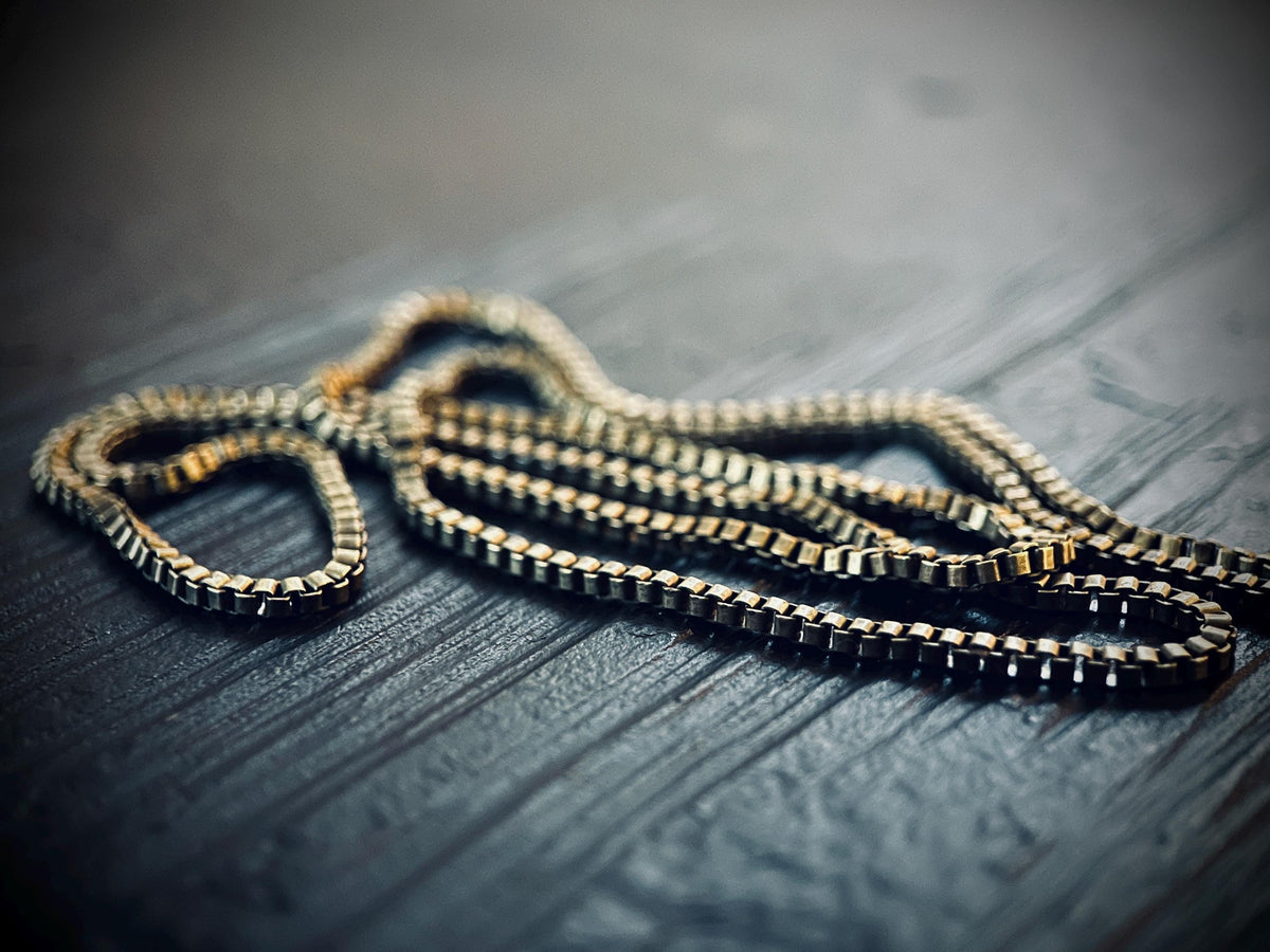 Slim Minimalist Rustic Brass Box Chain Necklace for Matching Pendants - 60cm