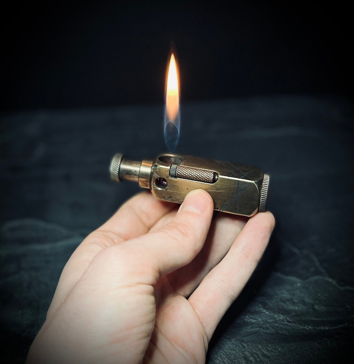 Battle Worn Handmade EDC Distressed Rustic Engraved Brass Vintage Trench Style Lighter