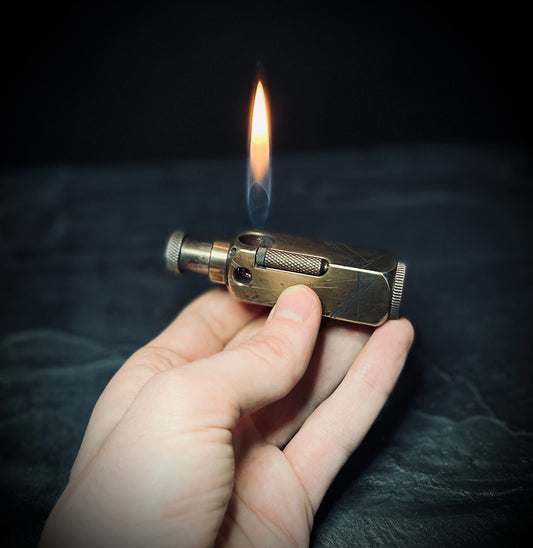 Battle Worn Handmade EDC Distressed Rustic Engraved Brass Vintage Trench Style Lighter