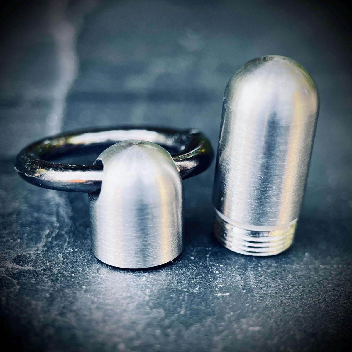 Silver Stainless Steel Titanium Waterproof Pill Bottle Capsule Keychain / Keyring / Carabiner / Survival EDC / Container / Pocket