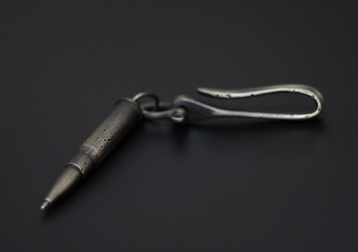 Writers Bullet Pen - Battle Distressed Solid Brass Belt Loop Hook Pendant Keepsake Keychain Accessory / Writer / Poet / EDC / Lanyard