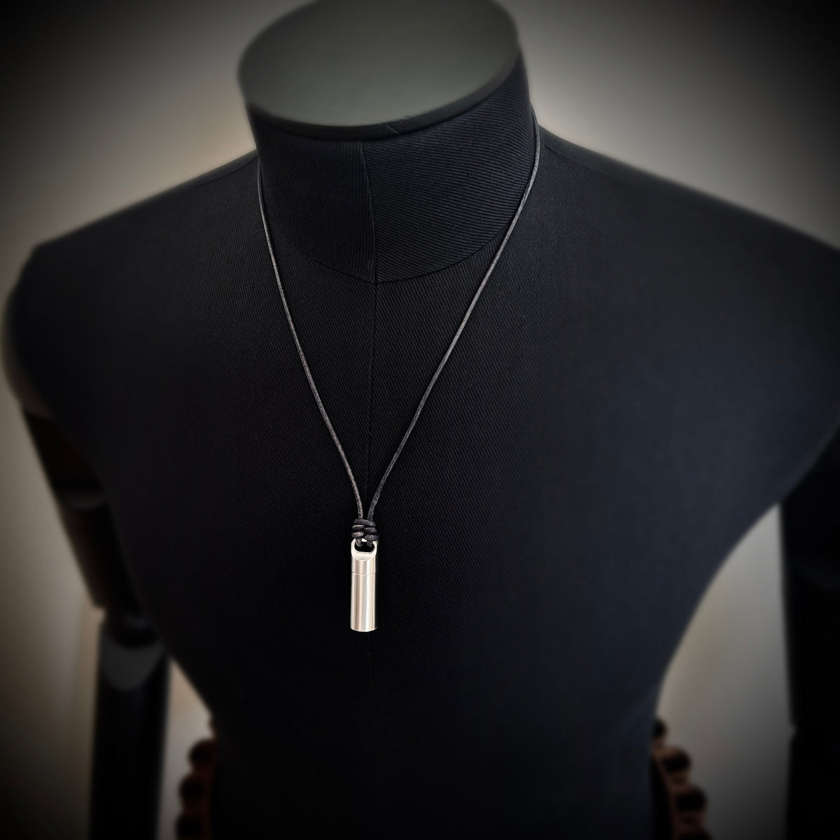 Brushed Matte Stainless Steel Small Pill Vial Shotgun Shell Capsule Stash Urn Pendant with Leather Rope Cord Necklace / EDC / Everyday Carry