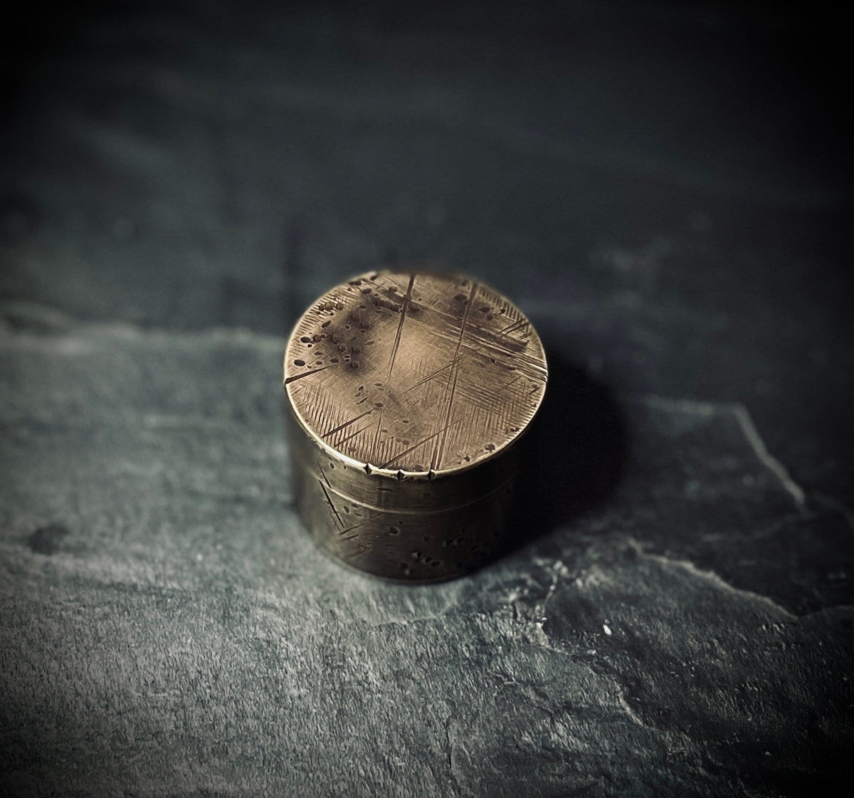 Custom Distressed Solid Brass Vintage Pill Bottle Stash Capsule Container / Survival EDC / Matchbox / Medication / Medicine / Snuff Box