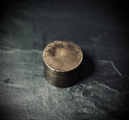 Custom Distressed Solid Brass Vintage Pill Bottle Stash Capsule Container / Survival EDC / Matchbox / Medication / Medicine / Snuff Box