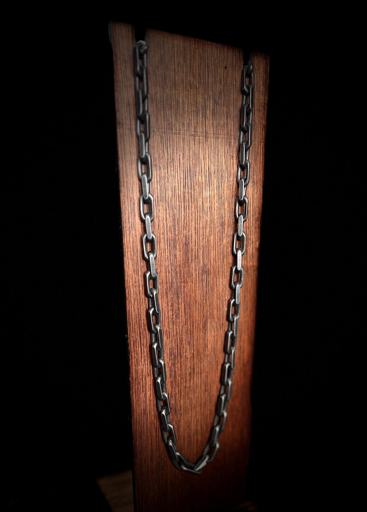 Thick Chunky Heavy Distressed Silver Stainless Steel Cable Link Boxy Chain Necklace