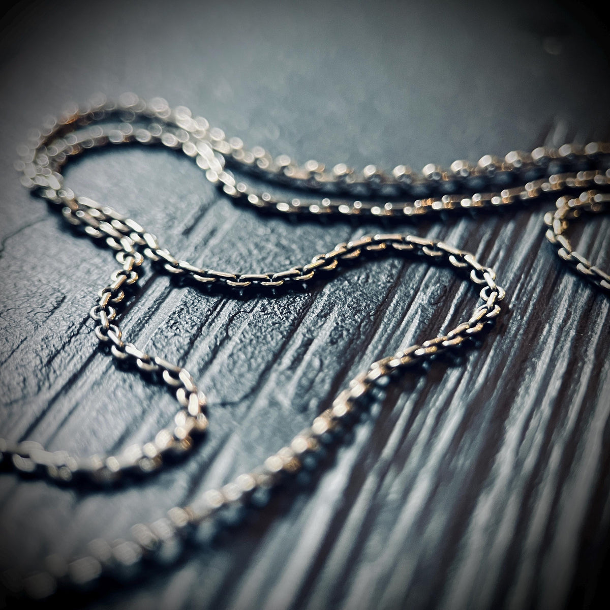Small Minimalist Rustic Oxidised Distressed Silver Cross Crucifix Pendant & 50cm Cable Necklace Chain
