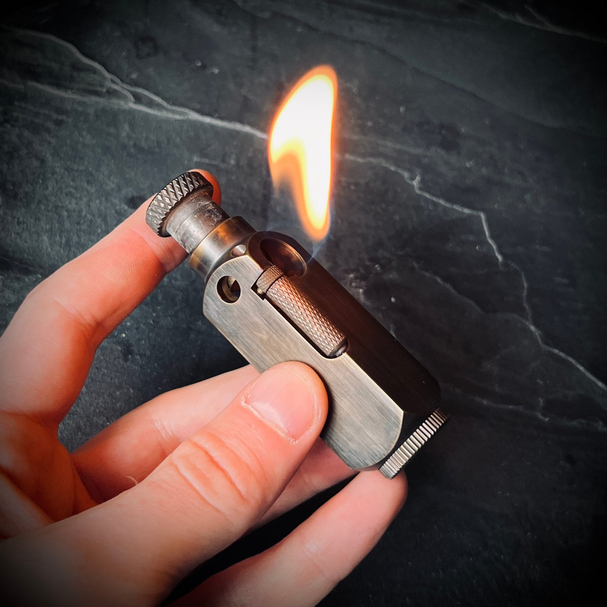 Blackened & Distressed Vintage Style Solid Matte Brushed Brass Heavy Metal Trench Art War Lighter / EDC / Everyday Carry / Survival Gear