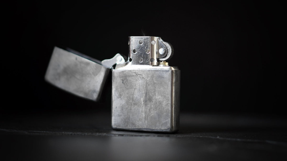 Customised Brushed Rustic Chrome Zippo Lighter: Distressed Oxidized Vintage Style Finish