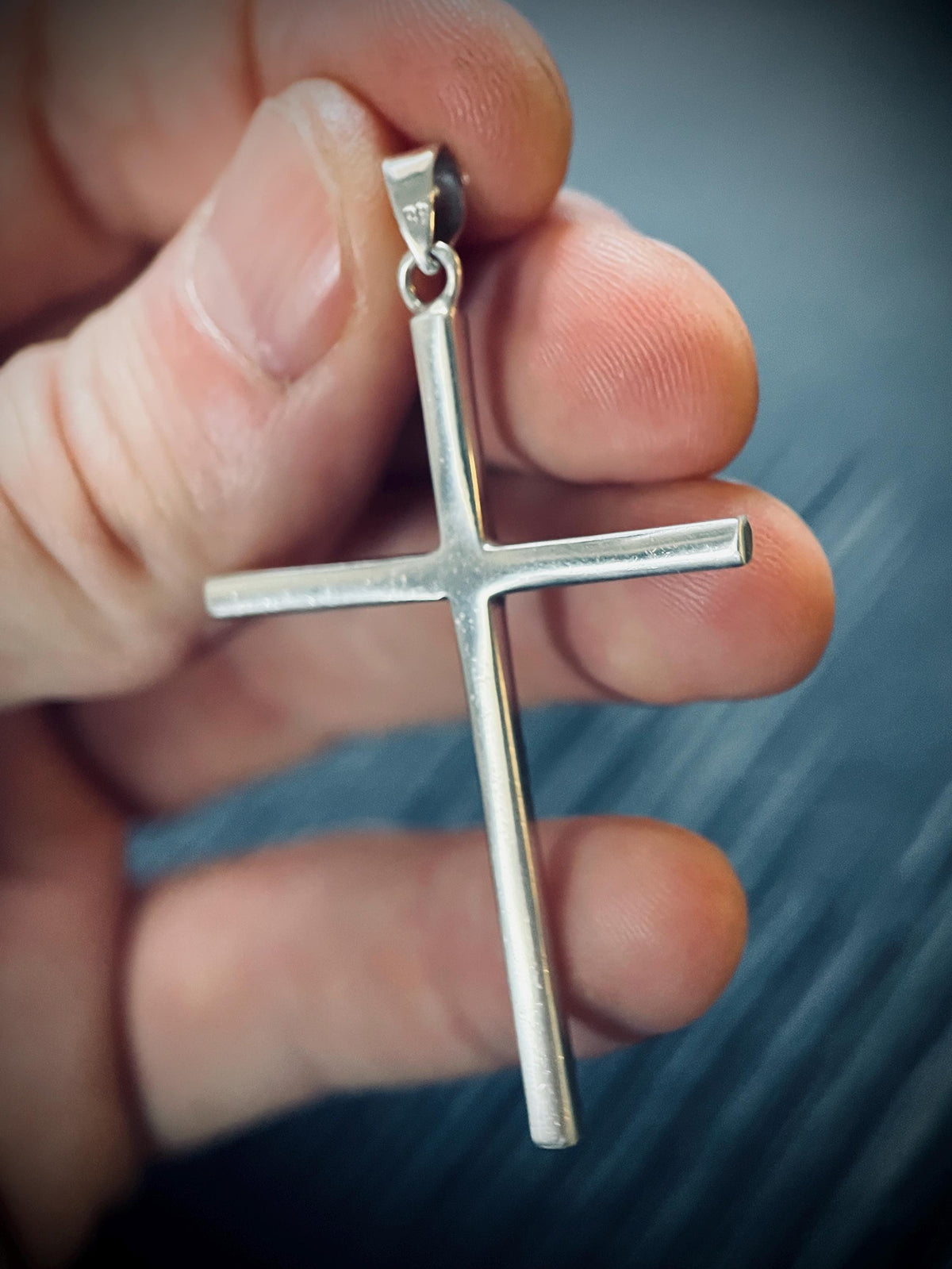 Large Handmade 925 Solid Sterling Silver Simple Minimalist Plain Cross Crucifix Pendant