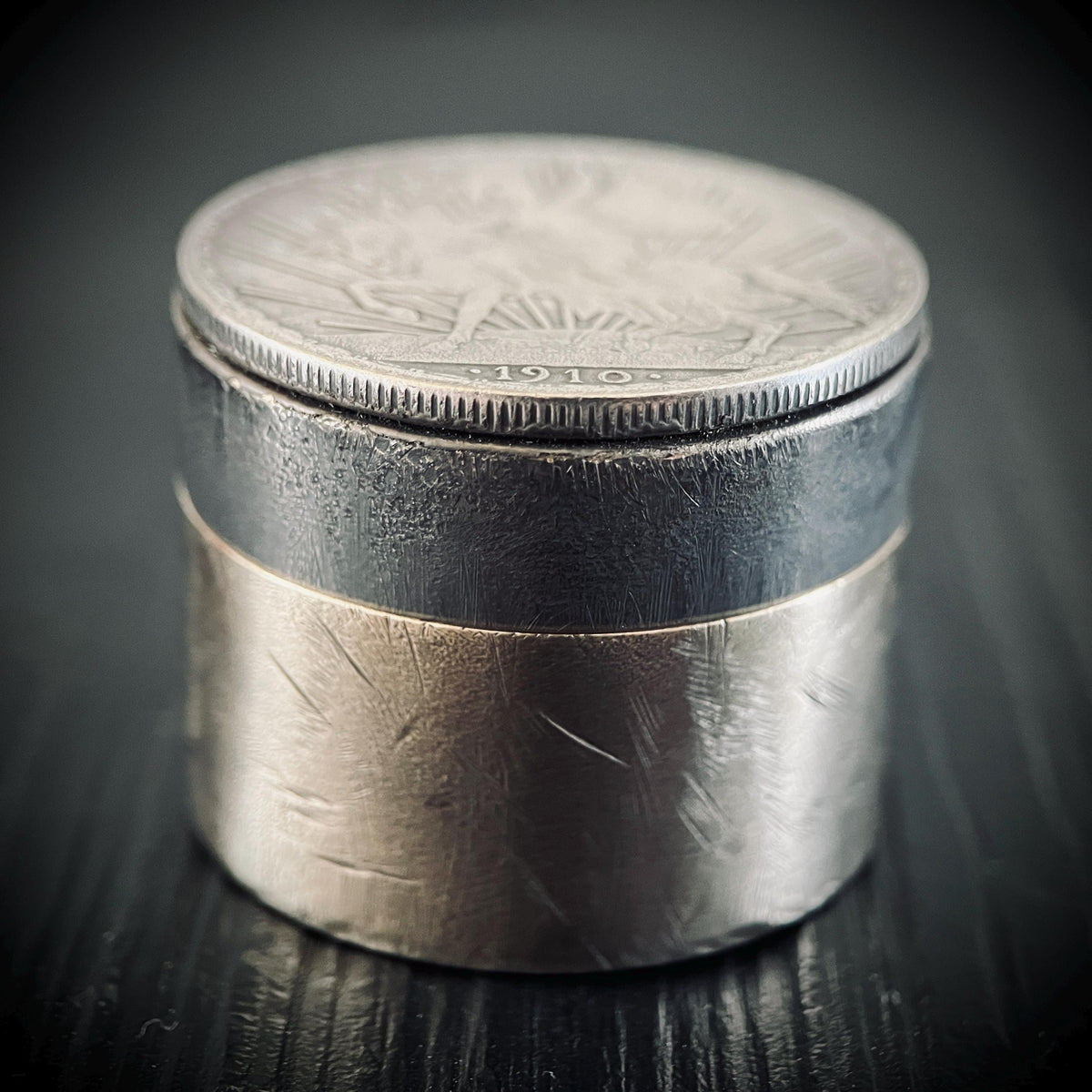 Handmade Silver Peace Knight Peso Caballito Dollar Hobo Coin Brass Pill Bottle Stash Capsule Container / Pot / EDC / Medicine / Snuff Box
