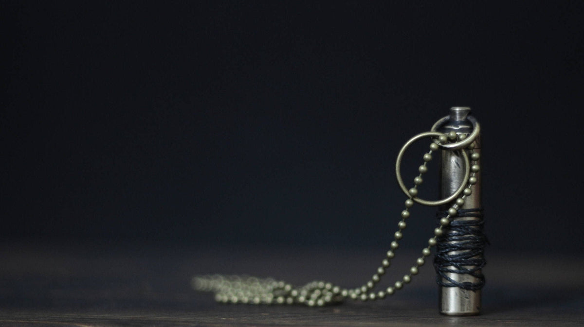 Rustic Rope Wrapped Distressed Solid Brass Vial Bullet Screw Capsule Pendant & Necklace