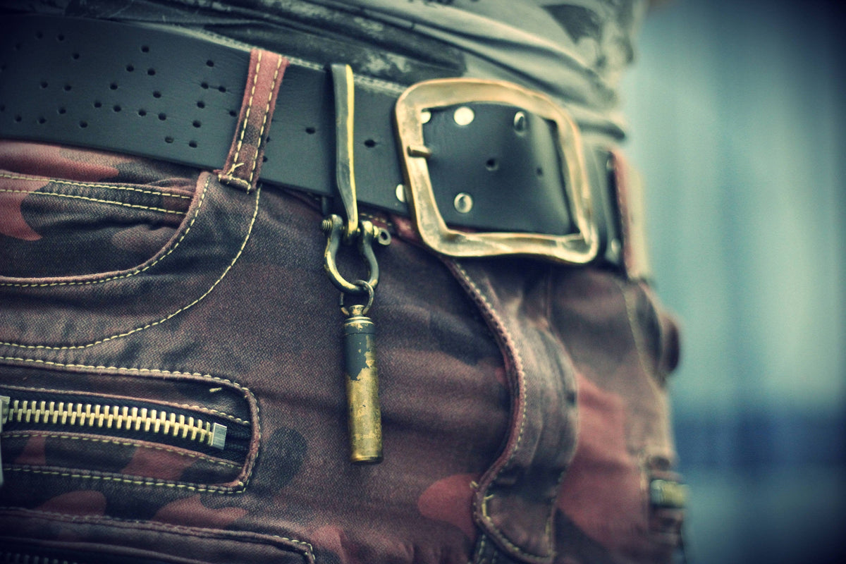 Distressed Blackened Solid Brass Belt Fish Hook Stash Capsule Pendant Accessory / Keychain / EDC / Key Ring / Mens Accessories