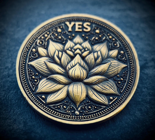 Ornate Brass Decision Coin | Rising Phoenix, Lotus Design