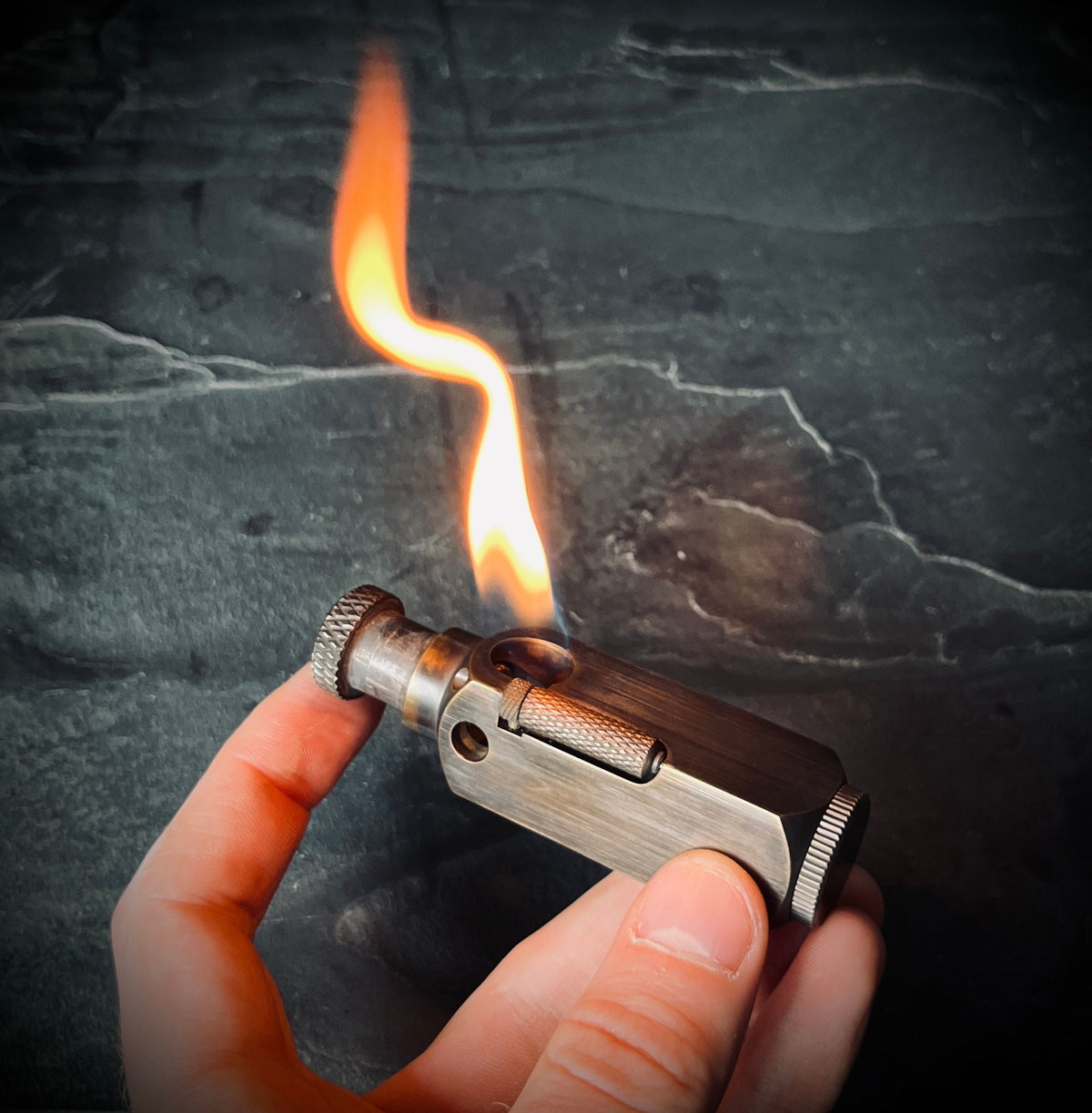 Blackened & Distressed Vintage Style Solid Matte Brushed Brass Heavy Metal Trench Art War Lighter / EDC / Everyday Carry / Survival Gear