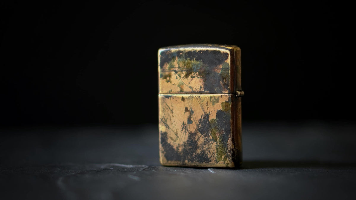 Customised Engraved Personalised Distressed & Oxidised Vintage Style Rustic Brass Zippo Lighter with Inscription