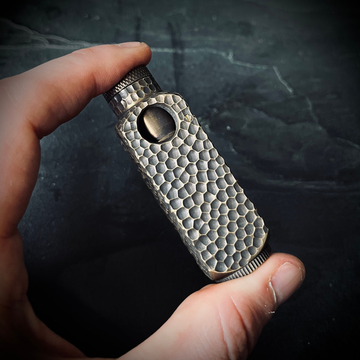 Textured Reptile Skin Vintage Style Solid Brushed Brass Heavy Metal Trench Art War Lighter / EDC / Everyday Carry / Survival Gear