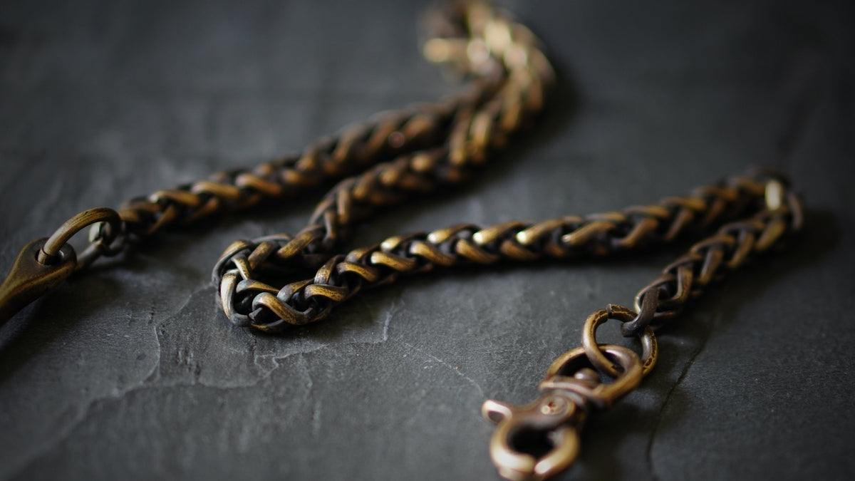 Distressed Oxidised Solid Brass Belt Loop Fish Hook Wallet Chain Accessory / EDC / Everyday Carry / Mens / Unisex / Key Holder / Keychain